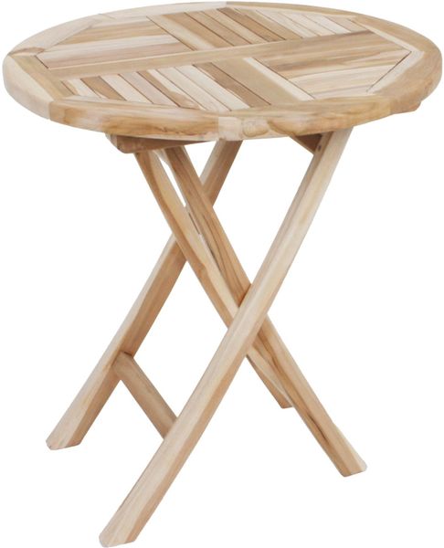 Gartentisch MERLE klappbar rund - Teak, Natur, 70x70x75cm | Klapptisch Esstisch Wetterfest Outdoor Tisch