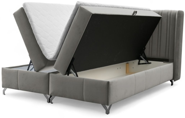Boxspringbett Schlafzimmerbett DAMIEN 120x200cm Stoff Salvador Dunkelgrau Bild 3