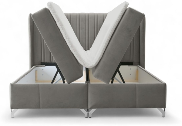 Boxspringbett Schlafzimmerbett DAMIEN 120x200cm Stoff Salvador Dunkelgrau Bild 2