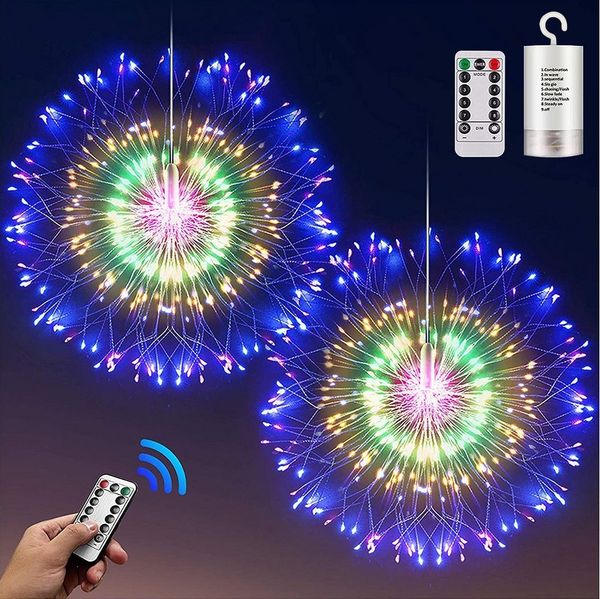 LMaxhome LED-Lichterkette Feuerwerk Weihnachtsbeleuchtung mit Fernbedienung, Timer, (2/4St) 8 Modi Fenster Weihnachtslichter für Innen Aussen Garten Deko
