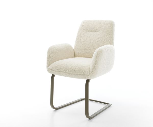 Freischwinger Zoa-Flex Teddystoff Beige Freischwinger flach Effektfinish Titan Taschenfederkern