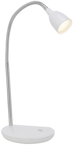 Lightbox Schreibtischlampe LED Tischleuchte Schalter 40cm Höhe Flexarm warmweißes Licht 2,4W, 200lm Kunststoff/Metall, eisen/weiß