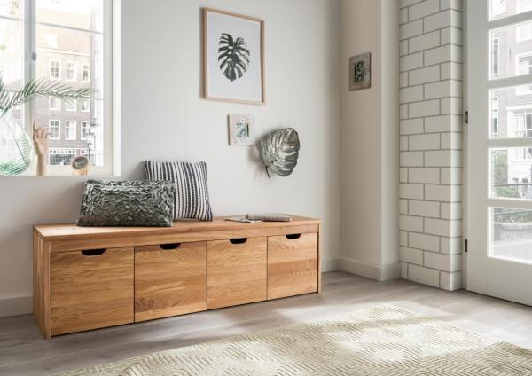 Garderobenbank mit Schubkästen 160cm 'Stockholm' Buche massiv