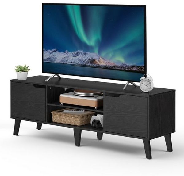 VASAGLE Fernsehtisch, Lowboard, TV-Schrank, Fernsehschrank, mit verstellbarer Ablage, für Fernseher bis zu 65 Zoll, Wohnzimmer, schwarz