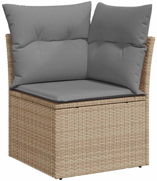 vidaXL 9-tlg. Garten-Sofagarnitur mit Kissen Beige Poly Rattan 3325860 Bild 3