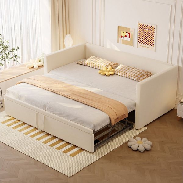 REDOM Polsterbett Doppelbett Schlafsofa (mit Lattenrosten, Multifunktionsbett aus hautfreundlichem Samtstoff 90/180*200 cm, Daybett Tagesbett Schlafsofa), Ohne Matratze