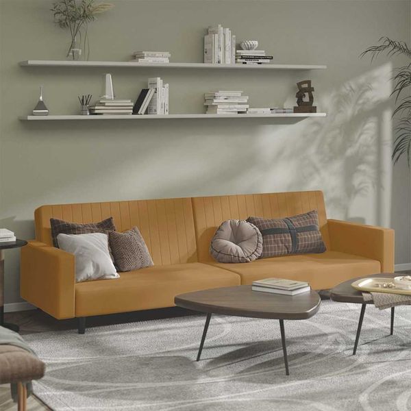 vidaXL Schlafsofa 2-Sitzer Braun Samt 375945