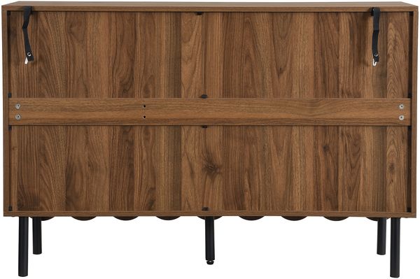 Sideboard mit Wellentüren & verstellbaren Regalen, Walnuss-Optik, 120x35x80 cm Bild 8