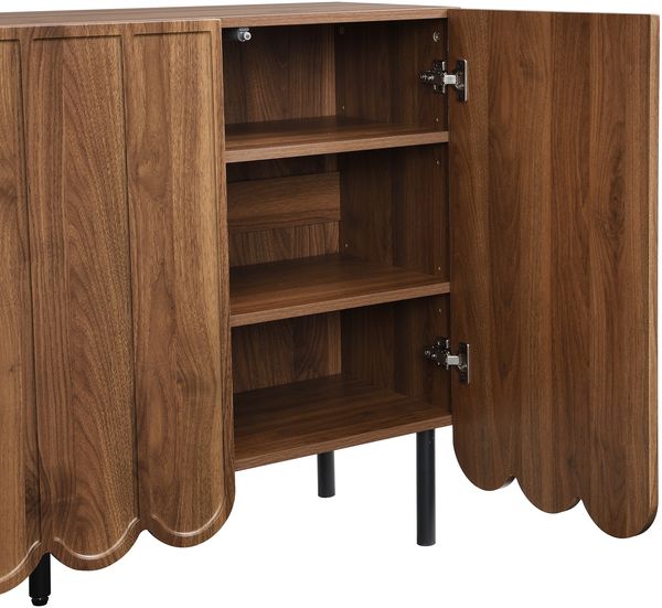 Sideboard mit Wellentüren & verstellbaren Regalen, Walnuss-Optik, 120x35x80 cm Bild 7