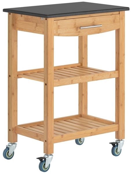 SoBuy FKW28-SCH Küchenwagen, Massivholz, Hochglanz, Bambus, 58 x 85 x 40 cm
