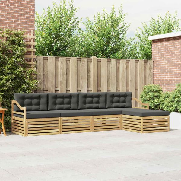 vidaXL Outdoor-Sofagarnitur 5 pcs Weiß und Anthrazit Polyester 3390342