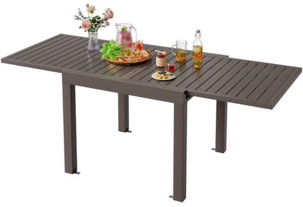 HOMALL Gartentisch Gartenanbautisch 80/160 cm,ausziehbarer Aluminiumtisch (ohne Stühle) (Mehrfach-Esstisch mit wetterfester und rostfreier Ausführung für Terrasse, Garten, Pool) Bild 4