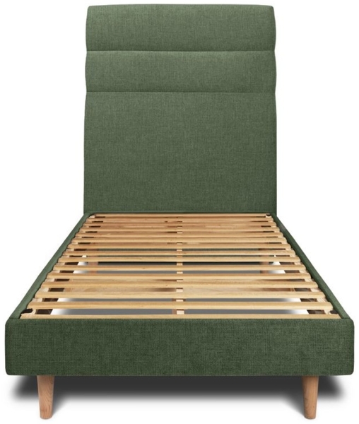 Bett mit Kopfteil – Korbgeflecht-Canvas-Stoff - 90 x 190 cm