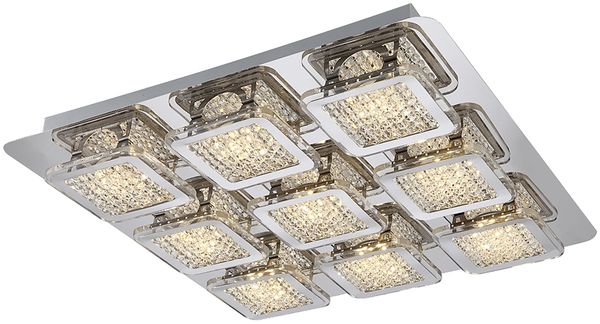 LED Deckenlampe, Kristalle, eckig, L 40 cm