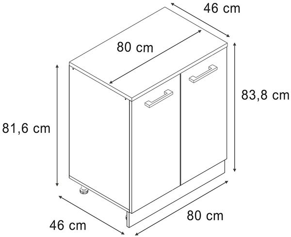 Erweiterungsschrank Rion Blau-Grau/Weiß 80 x 46 cm ohne Schräge mit 2 Türen Vicco Bild 2