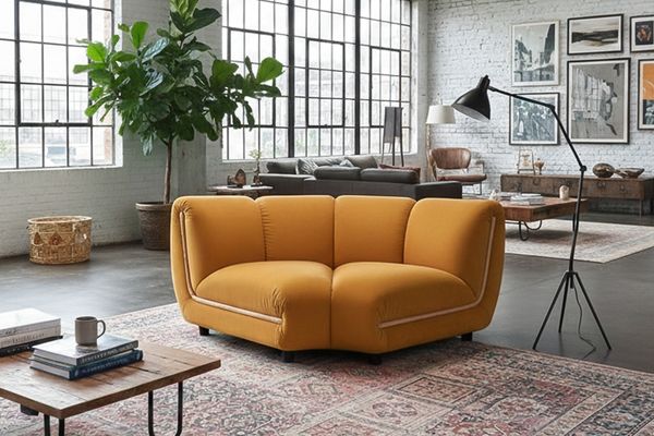 KAWOLA Sessel LAYLA Eckelement Velvet gelb 74 x 99 x 166 cm
