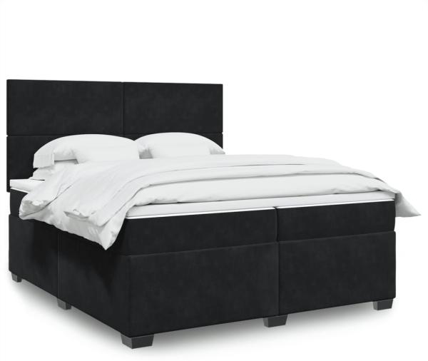 vidaXL Boxspringbett mit Matratze Schwarz 200x200 cm Samt 3290998