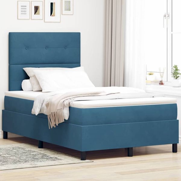 vidaXL Boxspringbett mit Kopfteil Dunkelblau 120 x 200 cm Samt 3339828