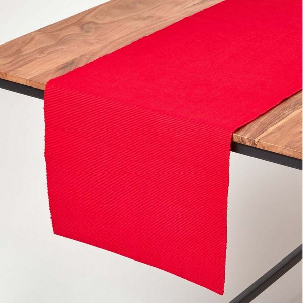Homescapes Tischläufer Tischläufer rot – 44 x 178 cm, 100% Baumwolle