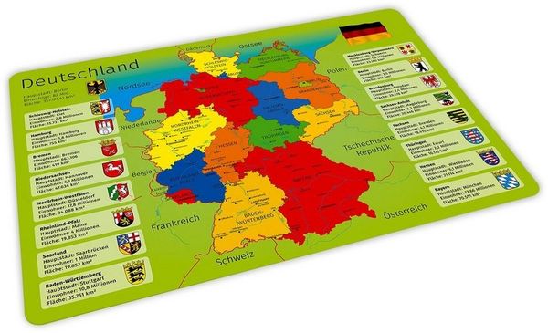 nikima Platzset stabiles Vinyl Tischset - Deutschland Kinder Platzset abwaschbar, (1-St)