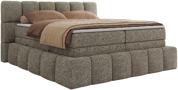 Boxspringbett NIRA KING, Doppelbett mit Fußteil, 7-Zonen Multipocket-Matratzen und Topper, Schlafzimmerbett - 120 x 200 cm - Grau Struktur - H4 Bild 5