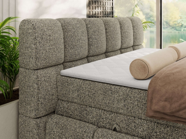 Boxspringbett NIRA KING, Doppelbett mit Fußteil, 7-Zonen Multipocket-Matratzen und Topper, Schlafzimmerbett - 120 x 200 cm - Grau Struktur - H4 Bild 4