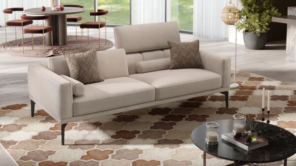 Sofanella Dreisitzer SALERNO Stoffbezug Stoffsofa Designercouch in Dunkelbraun S: 197 Breite x 97 Tiefe Bild 4