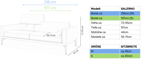 Sofanella Dreisitzer SALERNO Stoffbezug Stoffsofa Designercouch in Dunkelbraun S: 197 Breite x 97 Tiefe Bild 10