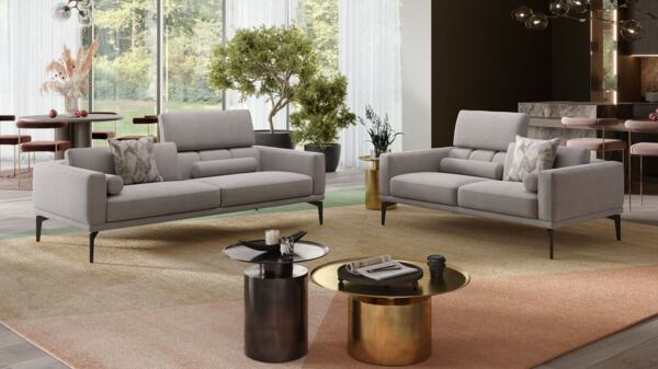 Sofanella Dreisitzer SALERNO Stoffbezug Stoffsofa Designercouch in Dunkelbraun S: 197 Breite x 97 Tiefe Bild 5