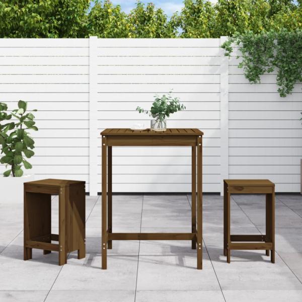 vidaXL 3-tlg. Gartenbar-Set Honigbraun Massivholz Kiefer 3157736