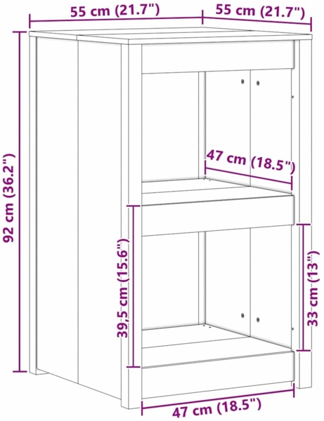 vidaXL Küchenschrank mit Regal Weiß 55 x 55 x 92 cm Massivholz Kiefer 868166 Bild 9
