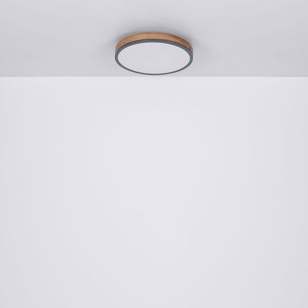 LED Deckenleuchte, Holzoptik, Dimmer, Fernbedienung, D 60 cm Bild 10