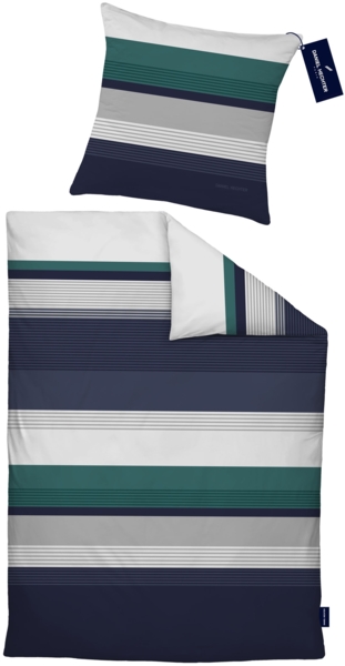 Daniel Hechter Biber Bettwäsche 0001312 QUERSTREIFEN, marine, 1x 155x220 cm + 1x 80x80 cm