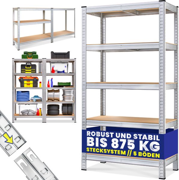 Monzana Schwerlastregal 180 x 90 x 40 cm 875 kg 5 MDF-Platten