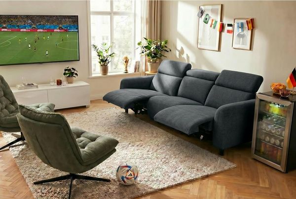 OTTO home 3-Sitzer SKAANE Struktur-Sofa, 229 cm, manuelle-u. elektrische Relaxfunktion, Relax-Funktion in 2 Sitzen, Kopfteilverstellung, Federkernpolsterung