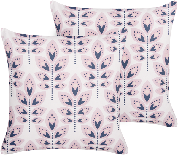 Gartenkissen 2er Set Pflanzenmuster TORRETTA 45 x 45 cm Creme