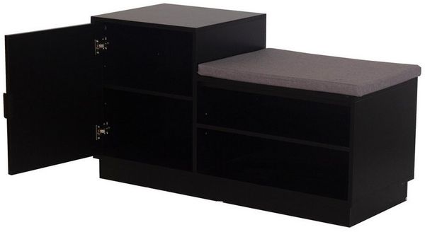 HTI-Living Garderobe Garderobenpaneel mit Spiegel und Schuhbank (Set, 2 St, 1 Garderobenpaneel mit Spiegel, 1 Schuhbank), Set Wandgarderobe und Schuhregal mit Sitzkissen Bild 3