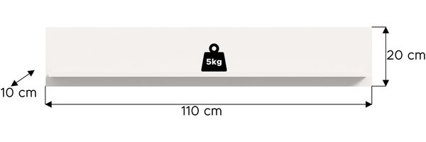 Wandboard (B/H/T: 110x20x15 cm) in weiß Nachbildung und weiß hochglanz tiefzieh Bild 3
