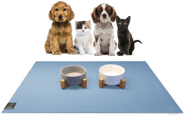 Sanozoo Napfunterlage SANOZOO® - Futtermatte Set: 2x 30x40 cm Hellblau, 2-St, für Hunde & Katzen in Eckig, Rund, Halbrund oder Eckrund