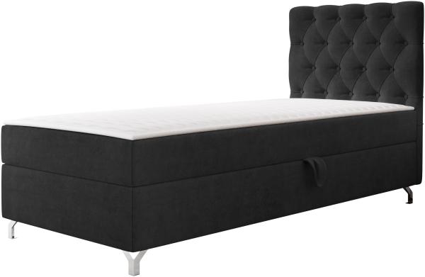 mirjan24 Boxspringbett mit H3-Matratze Cylio I  (Manila Seite: Links), schwarz, 90 x 200 cm