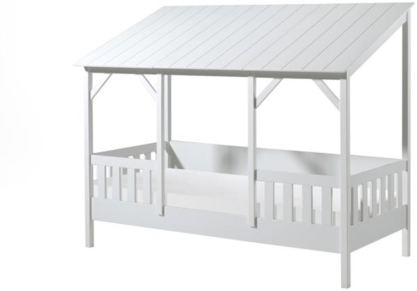 Hausbett >HAUSBETT< in Weiß aus Massiv Kiefer und MDF - 214,2x174x105,3 (BxHxT)