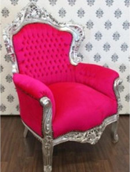 Casa Padrino Barock Sessel "King" Pink/Silber