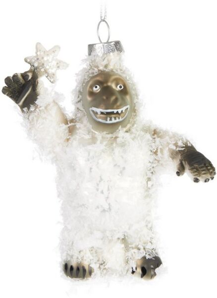 BRUBAKER Weihnachtsbaumkugel Yeti Weihnachtskugel aus Glas - Handbemalt - Christbaumschmuck Lustig (1 St), Baumkugel Schneemonster Figur Weihnachtsdeko