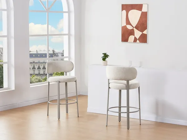 Vente-unique - ASILOVA Barhocker Stoff Beige - B 54 cm x H 95 cm x L 52,5 cm