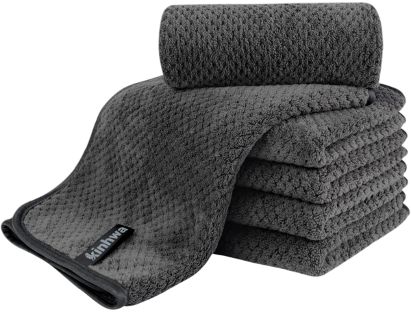 Mikrofaser Gästehandtücher Handtücher 30x50cm 6er Pack Dunkelgrau