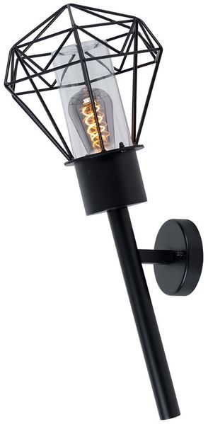 Wandlampe, Fackel, Gitter Design, schwarz H 28,5 cm