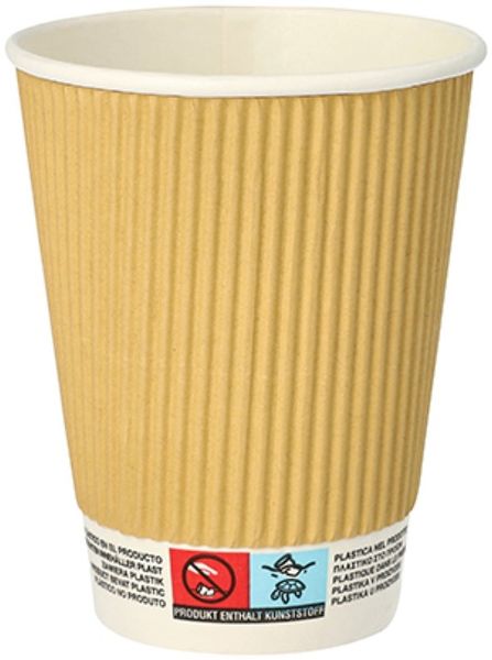 25 Trinkbecher, Pappe 0,3 l Ø 9 cm · 11 cm natur Ripple Wall
