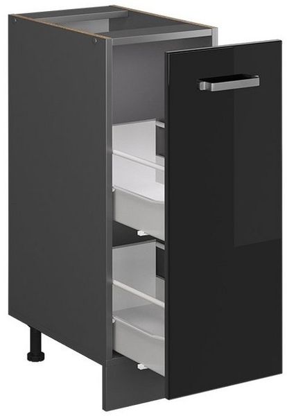Apothekerschrank R-Line Schwarz Hochglanz 30 cm ohne Arbeitsplatte Vicco Bild 3