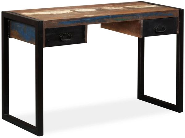Schreibtisch mit 2 Schubladen, Altholz Massiv, 120 x 50 x 76 cm Bild 10