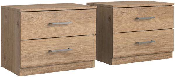 Nachtschrank >Anna< (2er-Set) in PLANKENEICHE NACHBILDUNG - 52x40x38cm (BxHxT)
